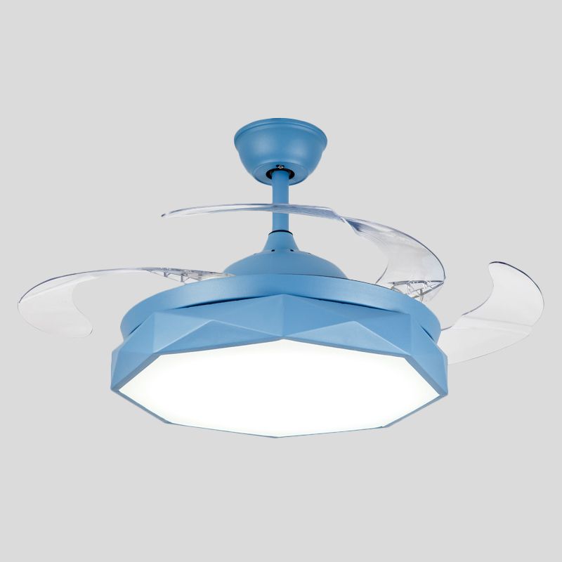 Prismy Living Room Ceiling Fan Light Metallic 15.5" Wide LED Nordic Semi Flush Mount, 4 Blades