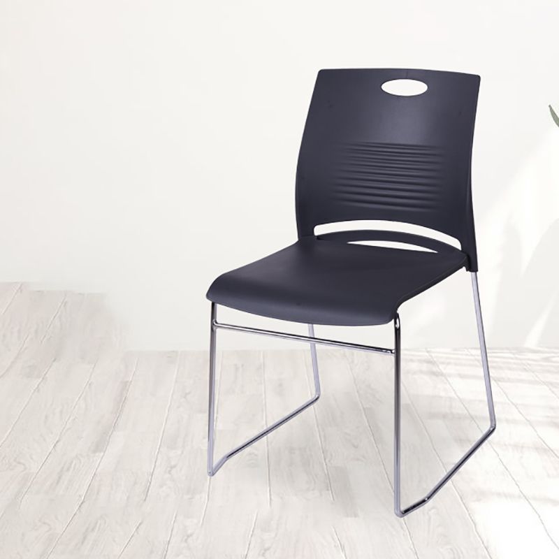 Silver Steel Frame Conference Chair Low Back Lumbar Support Chair