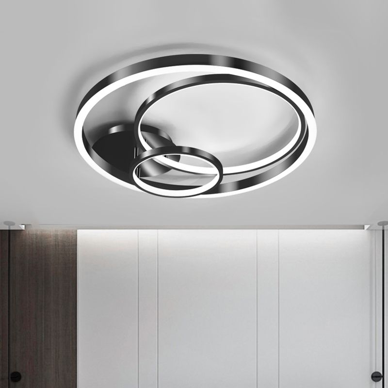 Anillos anchos de 18 "/21.5" Semi Flush Contemporáneo LED Metálico LED de techo de lavado negro para dormitorio (la personalización será de 7 días)