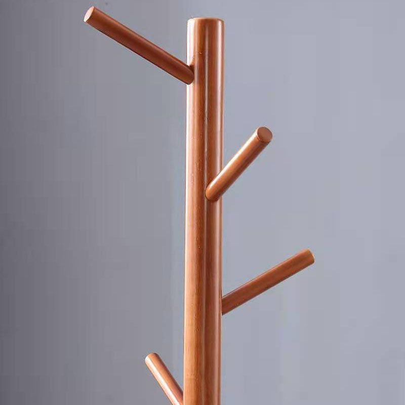 Rubber Wood Entryway Coat Rack Modern Standing Entry Hall Tree for Living Room