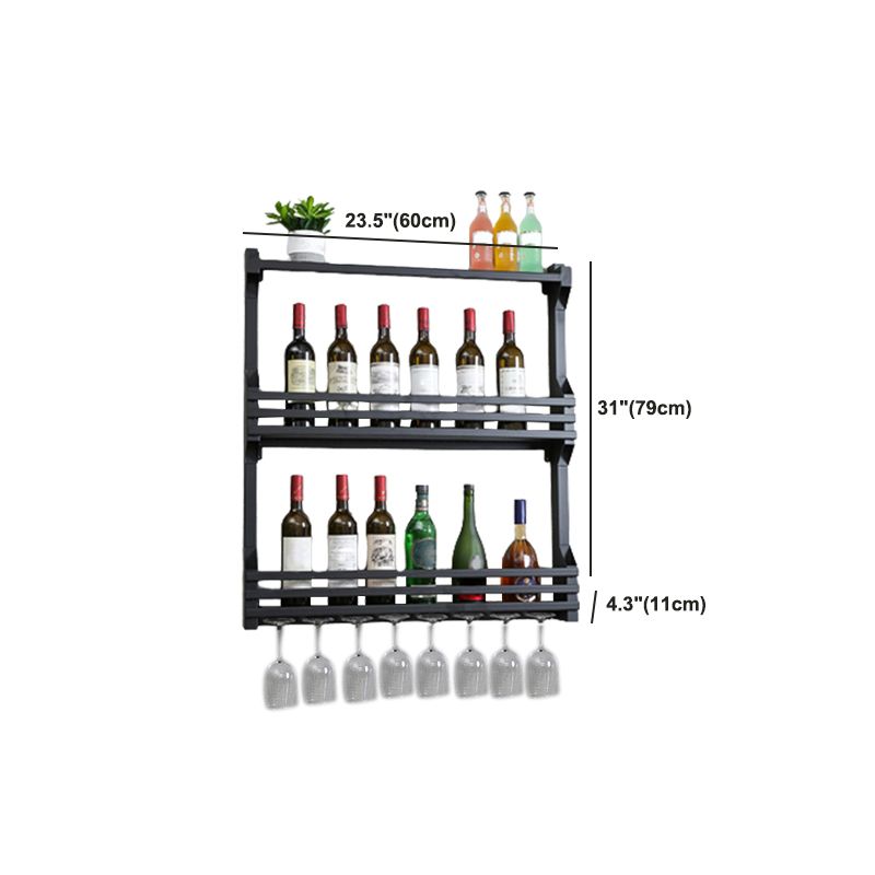 Wall Mounted Iron Wine Glass Stemware Rack Holder Modern Wine Racks with Shelf