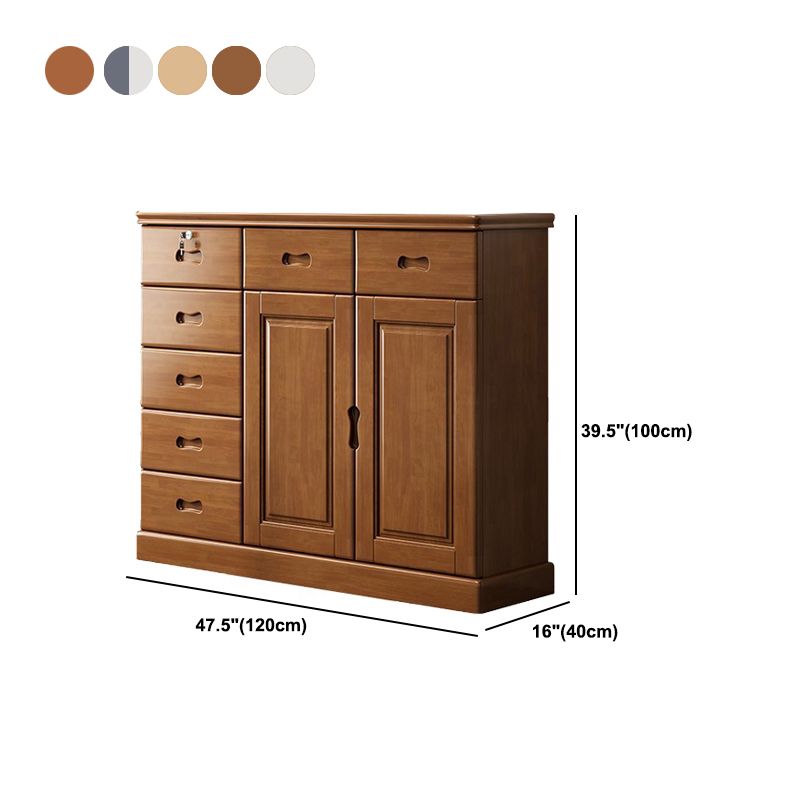 16" W Modern Rubber Wood Combo Dresser Vertical Storage Chest with Drawers and Door