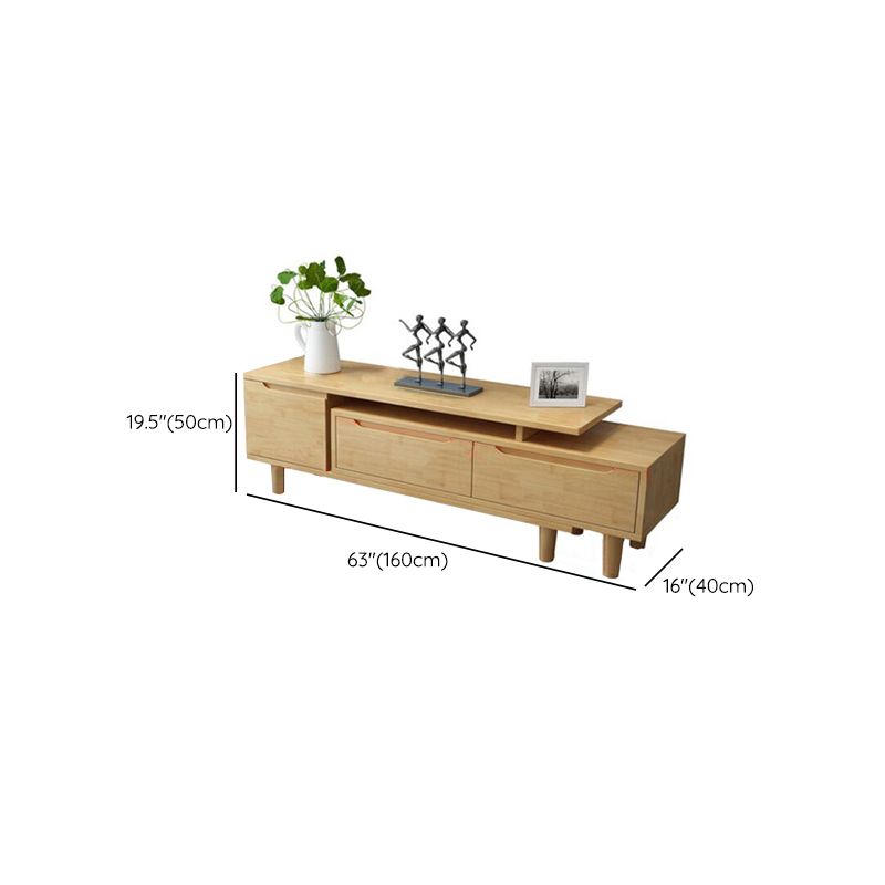 Modern Media Console 2 Drawers Rubber Wood TV Console with Doors