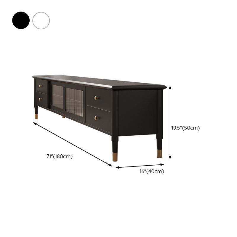 Rubberwood Modern TV Stand Wooden TV Console with Drawers and Legs