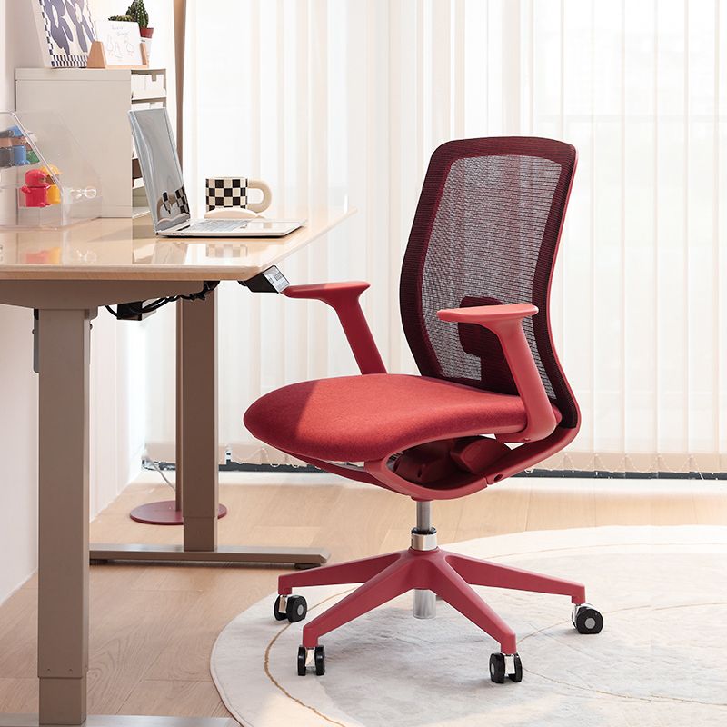 Modern Swivel Chair Fixed Arms Breathable Air Grid Office Chair with Wheels