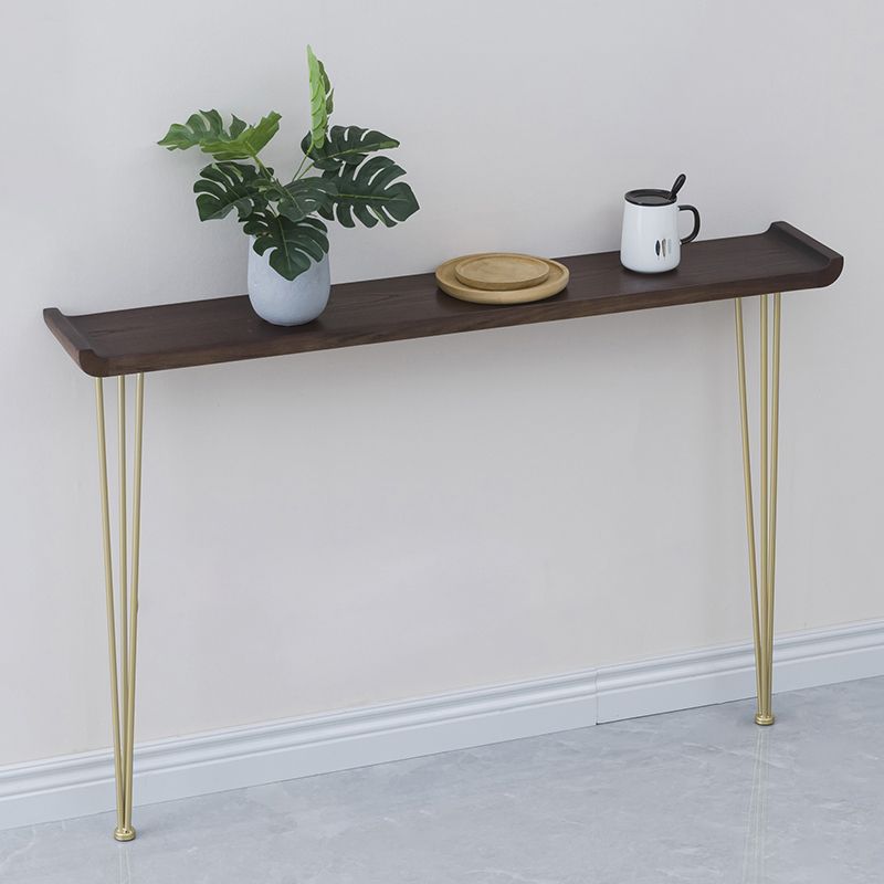 Rectangle Wood Console Table Ironcraft Frame Accent Table,Mid-Century Modern