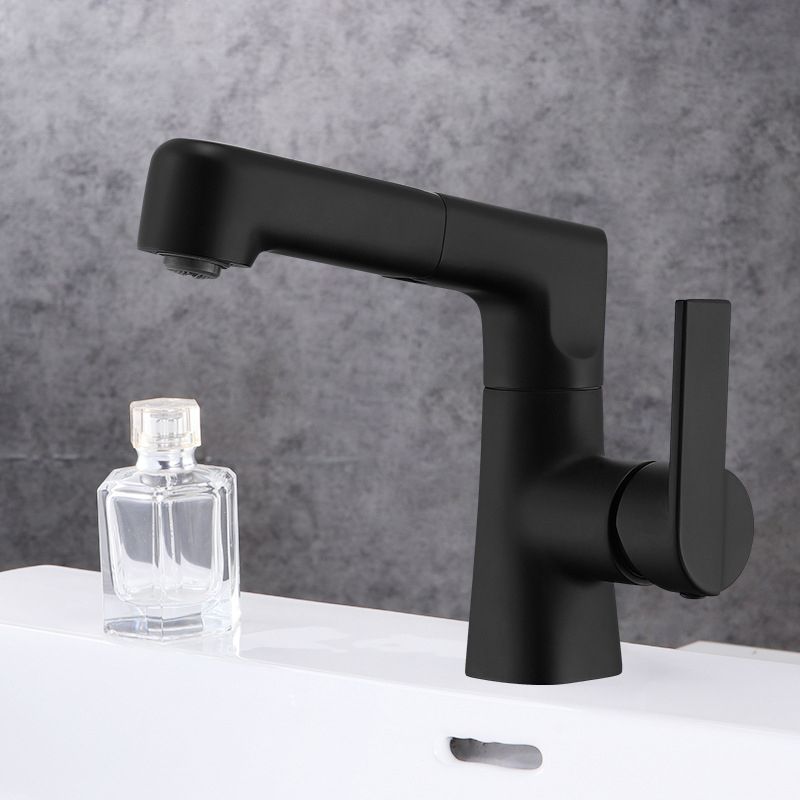 Modern Vessel Faucet Copper Pure Color Single Handle Retractable Vessel Faucet