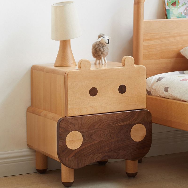 Drawer Standard Nightstand Solid Wood Animal Theme Kids Bedside Table