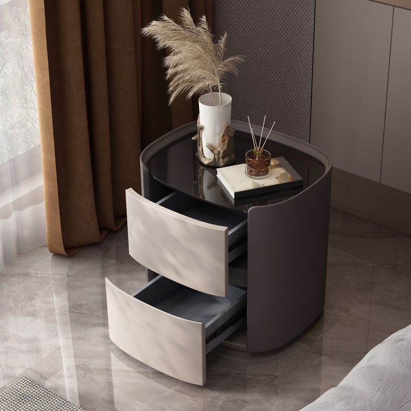 Modern Accent Table Nightstand Antique Finish Bed Nightstand with Drawers