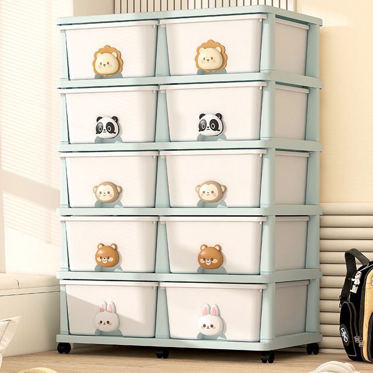 Modern Vertical Plastic Kids Dresser Set with Drawers for Bedroom