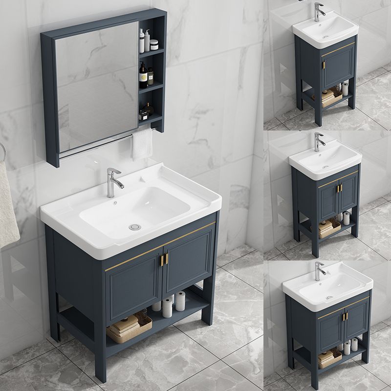 Free Standing Vanity Set Ceramic Sink Drawer Faucet Vanity with Mirror