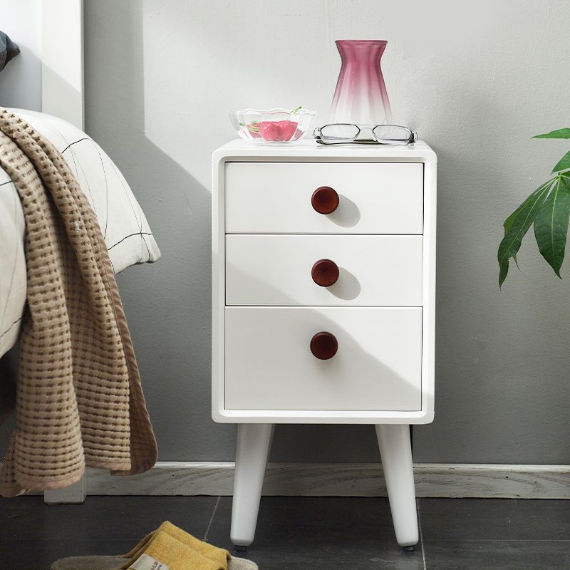 Solid Wood Standard Nightstand with Drawers Kids Bedside Table