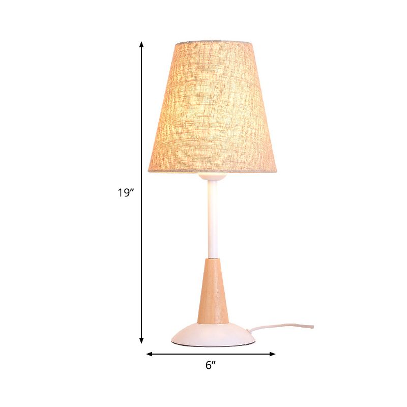 Contemporary 1 Head Table Light Flaxen Wide Flare Small Desk Lamp with Fabric Shade