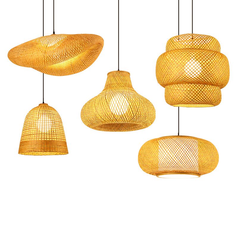 Luce a sospensione a sospensione tessuta a mano moderna Rattan 1 Luce Light Light