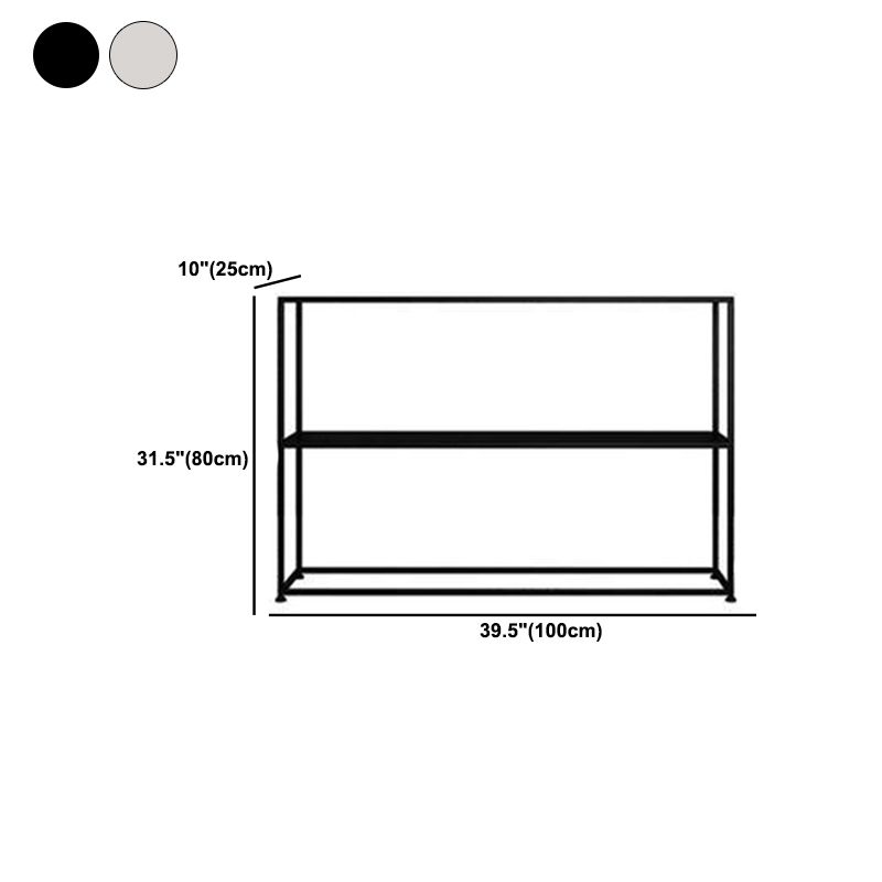 Contemporary Iron Console Table with Storage Shelf and Frame Base