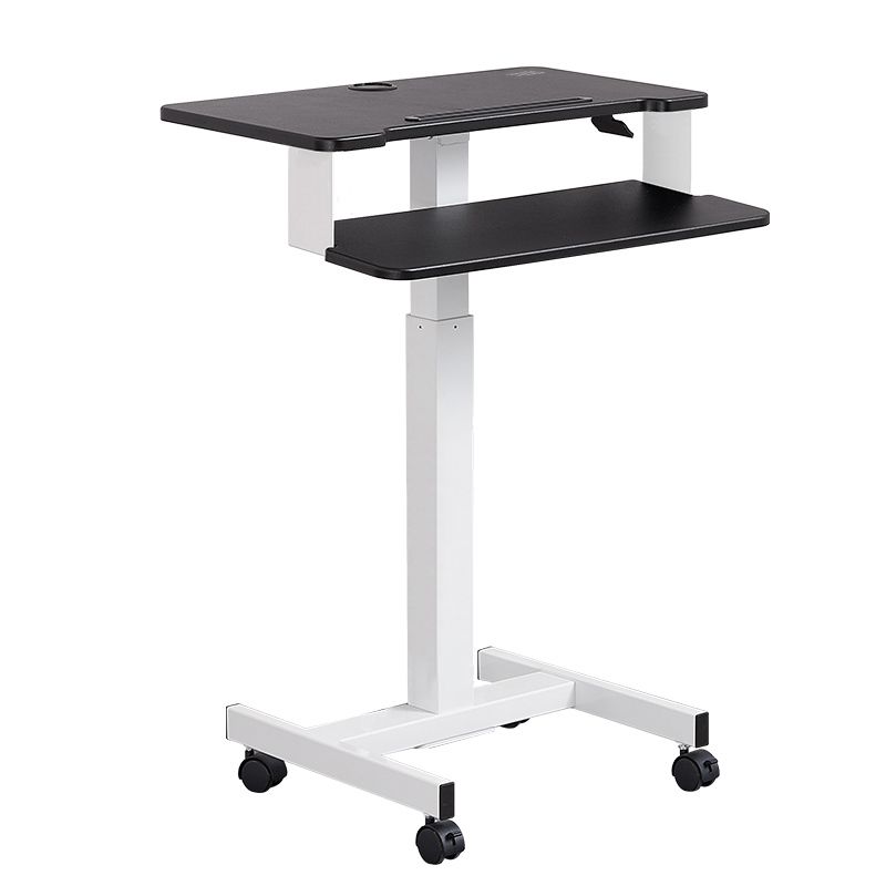 Rectangular Shaped Ambulatory Laptop Table Wood Writing Desk in Black/White