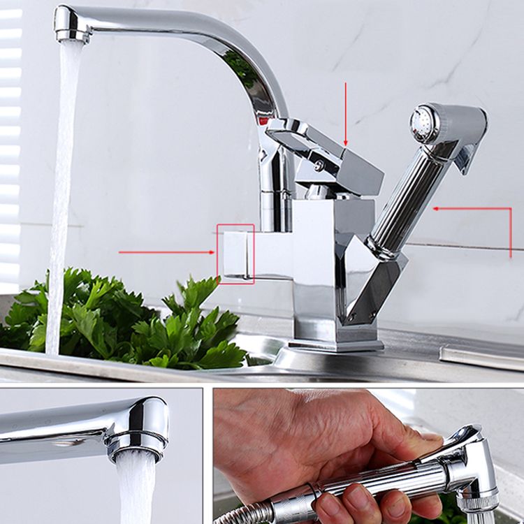 Metal Standard Kitchen Faucet Modern Style Kitchen Faucet with Pull out Sprayer