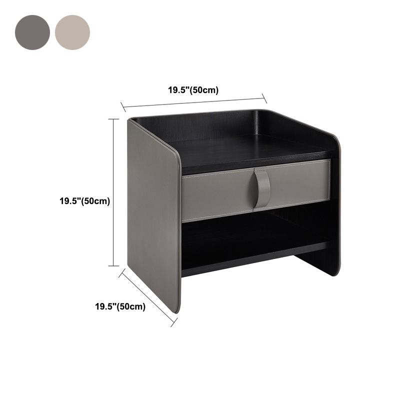 Faux Leather Nightstand Modern 1 - Drawer Accent Table Nightstand