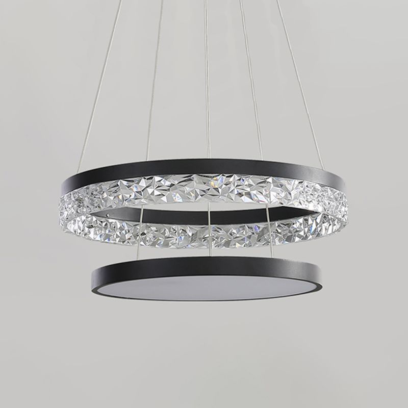 Modern Chandelier LED Hanging Pendant Light Fixture with Acrylic Shade for Living Room