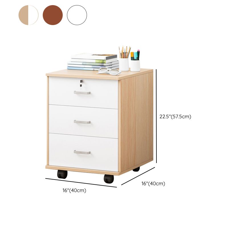 Modern Lateral File Cabinet Wood Locking Storage Filing Cabinet with Wheels