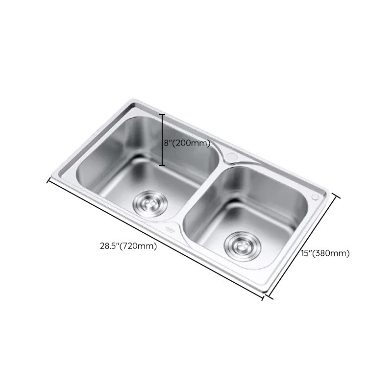 Rectangle 1 Holes Kitchen Sink Stainless Steel Double Basin Sink