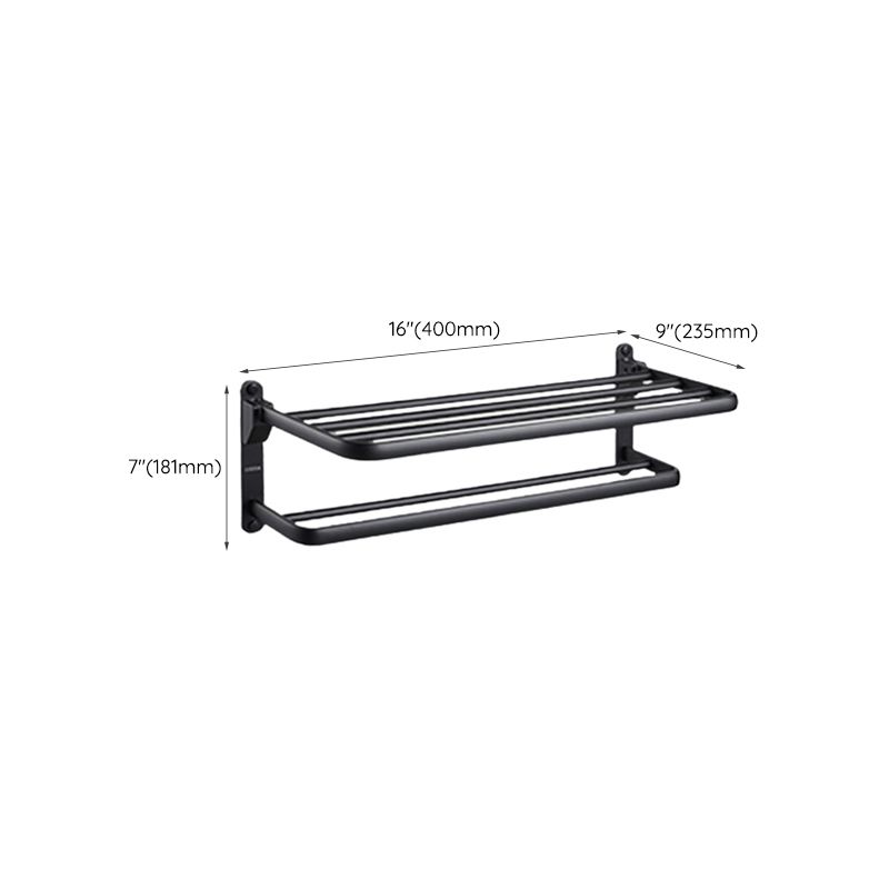 Contemporary Black Finish Bathroom Accessory Set with Bath Shelf/Towel Bar