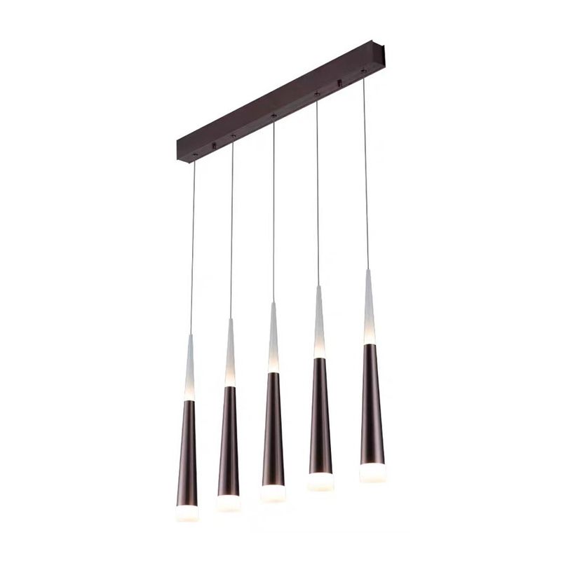 1/5/6 Lights Bar Hanging Pendant Light Tapered Simple Metal Silver/Brown Pendant Lamp in Warm/White/Neutral