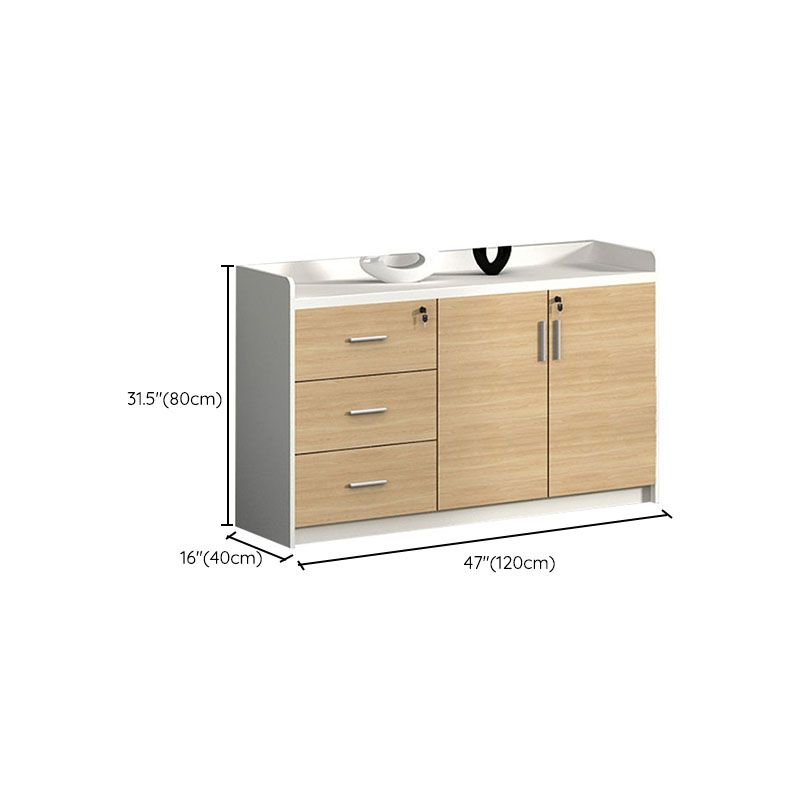 Modern Nordic File Contrast Panel Drawers Detail Wood File Cabinet