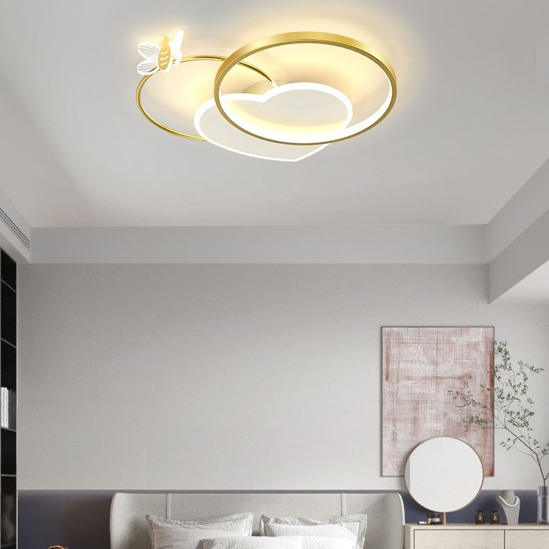 3 Lights Geometric Flush Ceiling Lights Contemporary Metal Flush Mount Lights for Bedroom