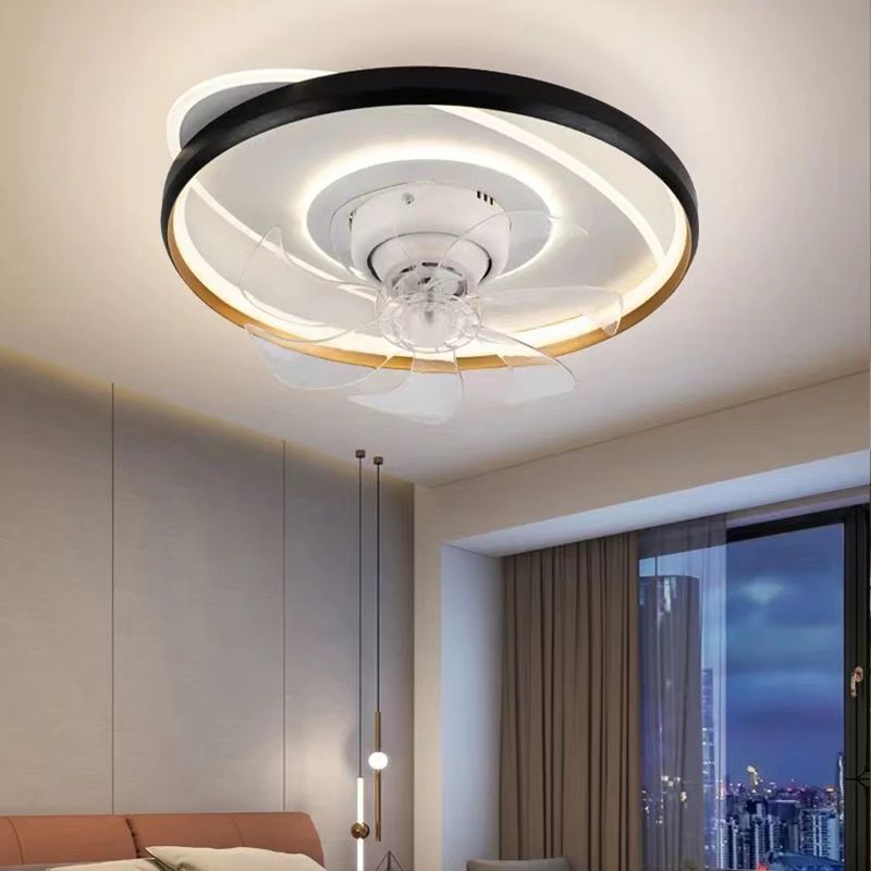 Nordic Style Ceiling Fan Lamp Circle Shape Colorful LED Ceiling Fan Light for Living Room