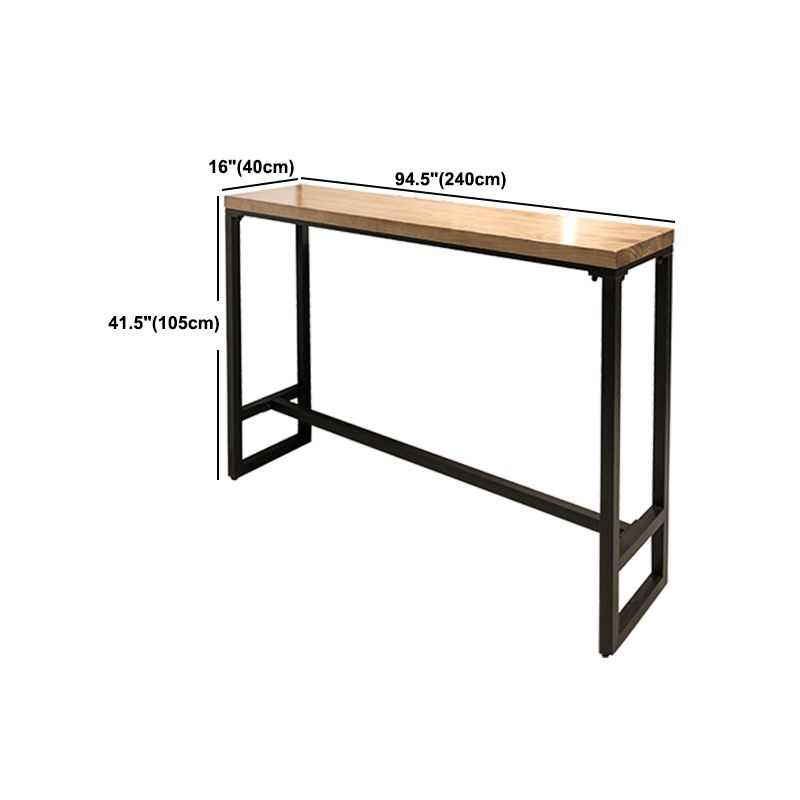 Pine Wood Bar Dining Table Industrial Rectangle Bar Table with Trestle for Milk Tea Shop