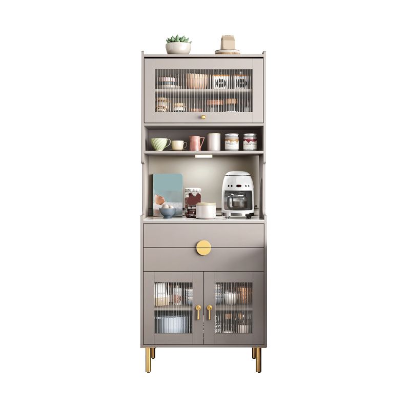 Modern Dining Hutch Glass Doors Wood Hutch Buffet with Drawers for Living Room