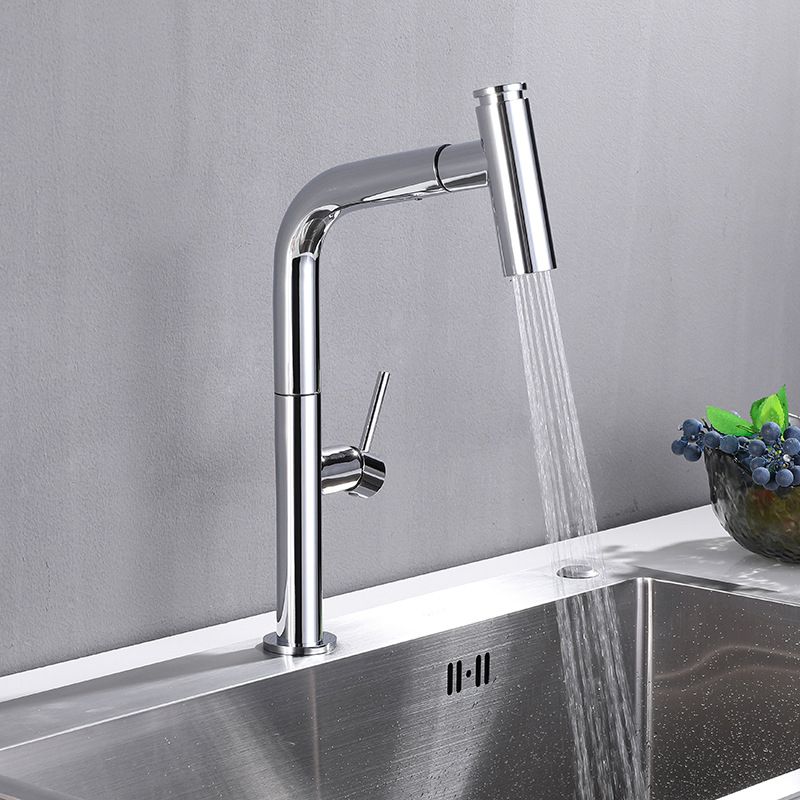 Modern Pull Down Single Handle Kitchen Faucet 1 Hold Faucet with Pull Out Sprayer