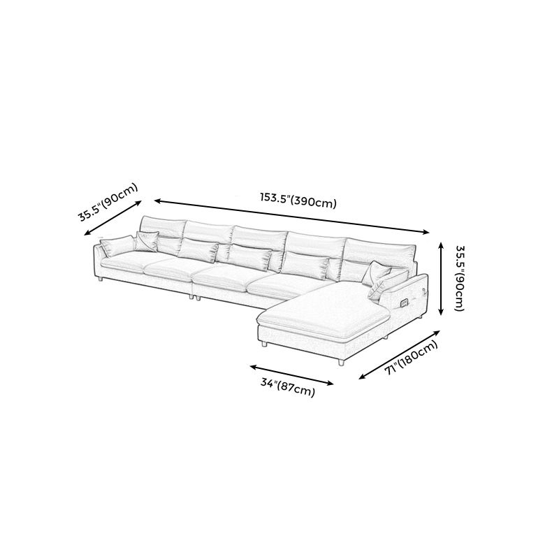 Stain Resistan Faux Leather Square Arm Sectional with Pillowed Back Cushions