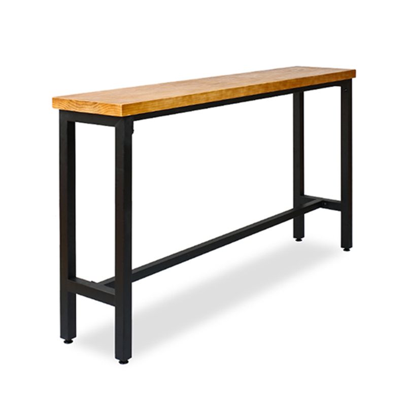 Industrial Natural Bistro Bar Desk Footrest Pine Solid Wood Bistro Bar Table