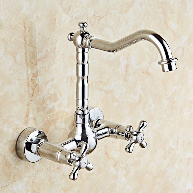 Glam 2-Handle Bathroom Sink Faucet 2-Hole Wall Mounted Bathroom Faucet