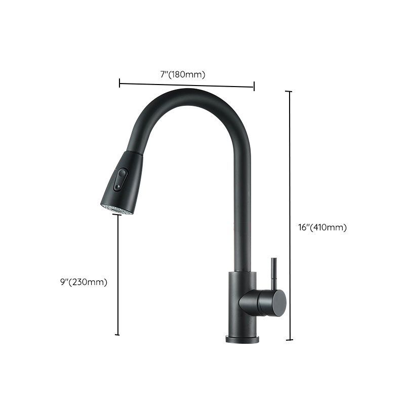 Contemporary Gooseneck Faucet One Handle Kitchen Faucet High Arch Water Filler