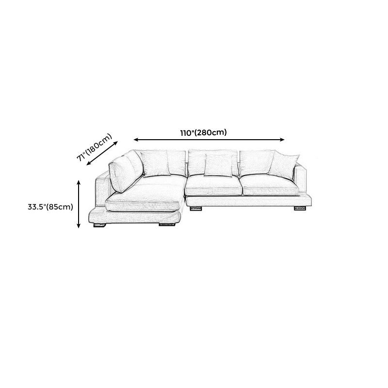 Square Arm  Sectional for Living Room with Pillowed Back Cushions