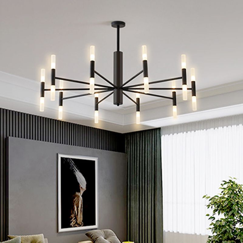 Radial Shaped Living Room Ceiling Lighting Metallic Postmodern LED Chandelier Light Fixture