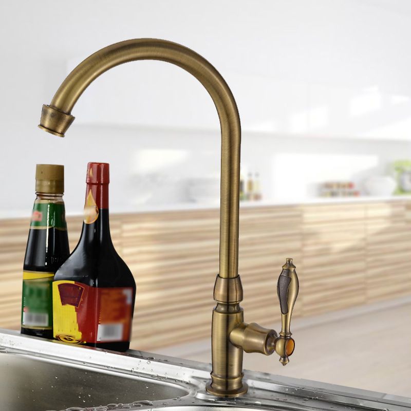 Traditional 2-Function Kitchen Faucet 1-Handle 1-Hole Faucet in Bronze