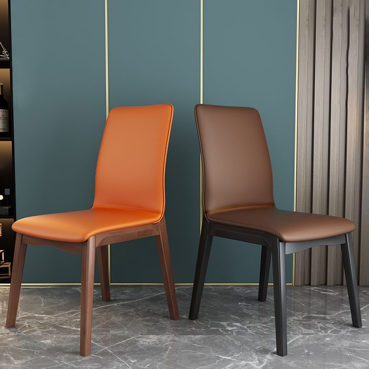 Modern Kitchen Leather Square Dining Chairs Parsons Chair with Wood Legs