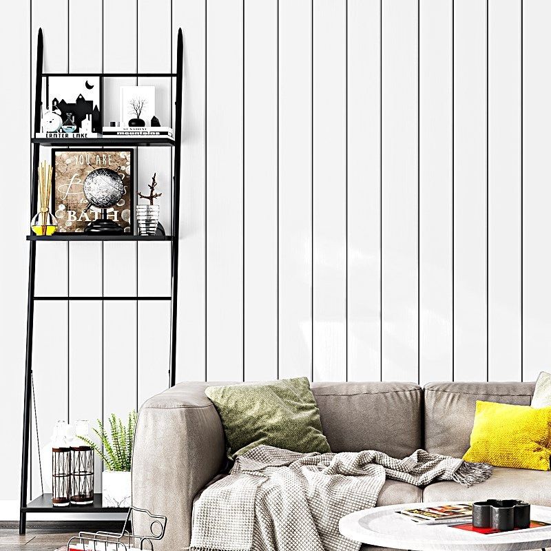 Bedroom and Dining Room Wallpaper with Black Line and White Background, 20.5"W x 33'L, Non-Pasted