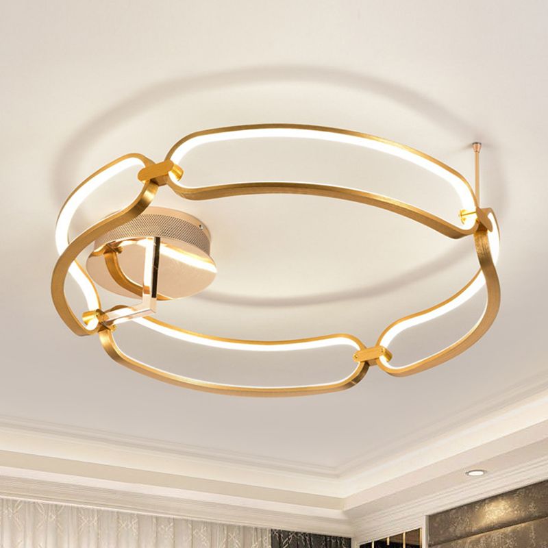 Moderne Armband Plafond Flush Mount Aluminium Eetkamer 18"/23.5" Brede LED Flush Licht in Goud, Warm/Wit Licht