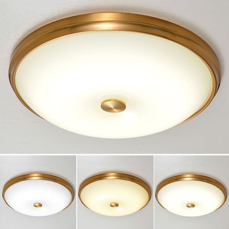 Round Flush Mount Light Traditional Waterproof Flush Mount Light with Glass Shade