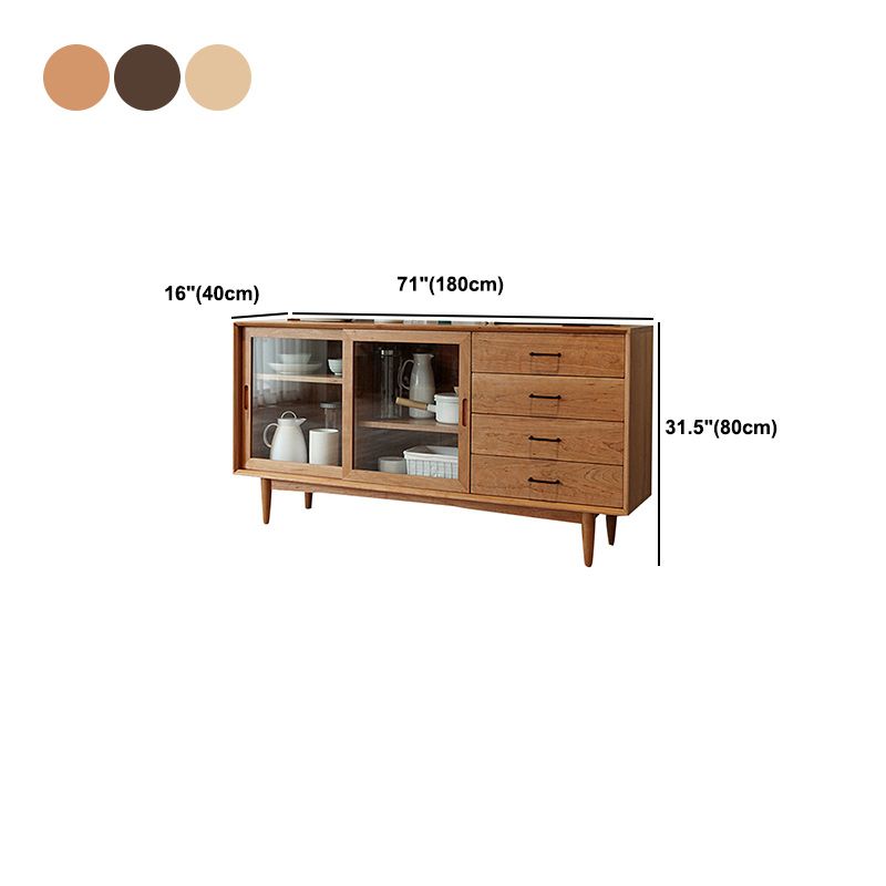 Modern Indoor Buffet Stand with Legs Matte Finish Pine Wood Sideboard