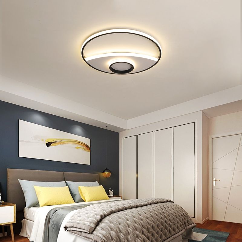 Silver Circle Ceiling Fixture Modern Acrylic 16"/19.5"/23.5" Flushmount Lights in Warm/White