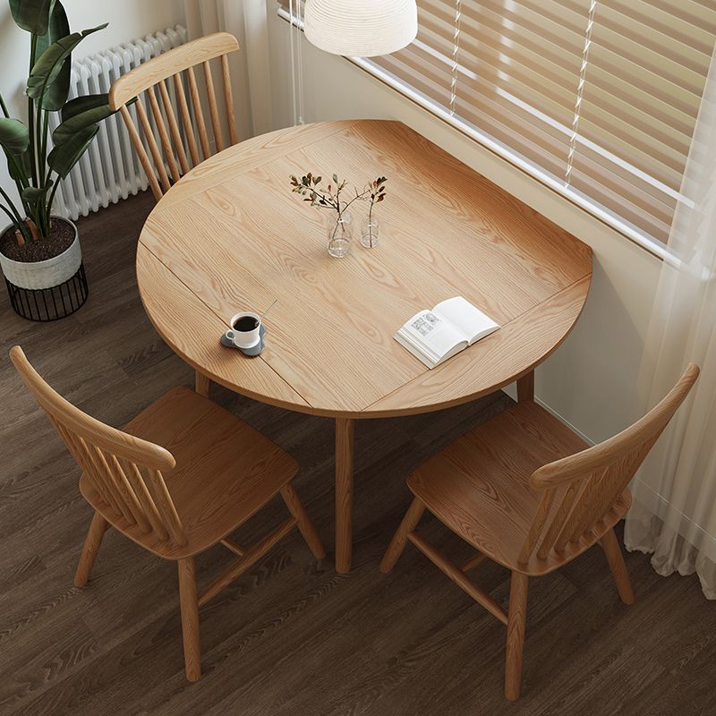 Folding Round Dining Table Solid Wood Dining Table with 4 Legs