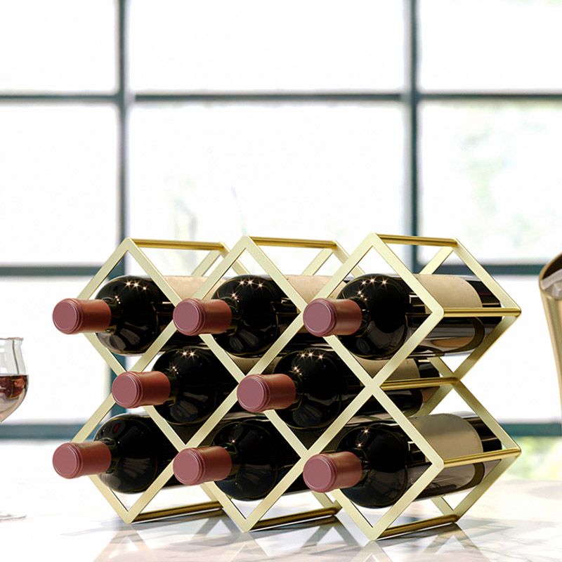 Glam Tabletop Wine Rack Metal Wine Bottle Rack for Living Room