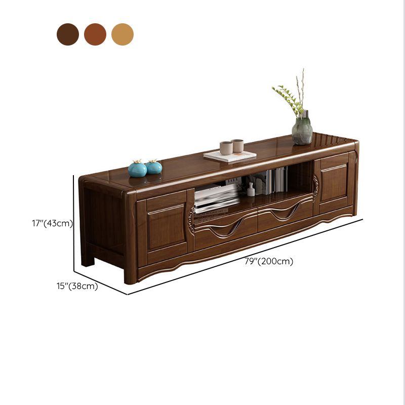 Traditional Media Console Solid Wood TV Stand Console with Drawers