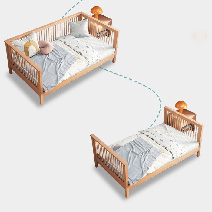 Contemporary Solid Wood Nursery Crib with Guardrail for Bedroom